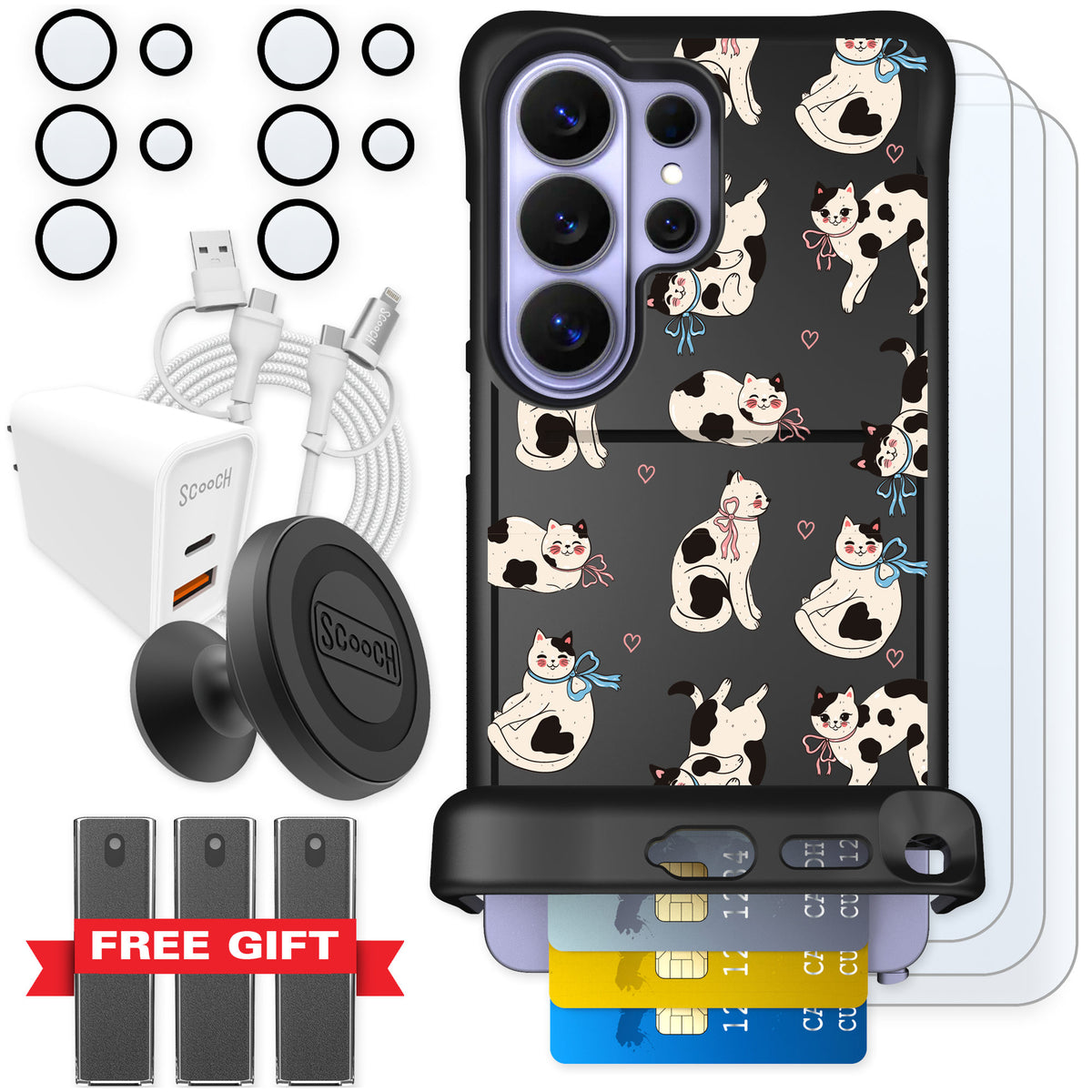 Scooch Wingmate Bow Kitties for Galaxy S26 Ultra — Ultimate Bundle