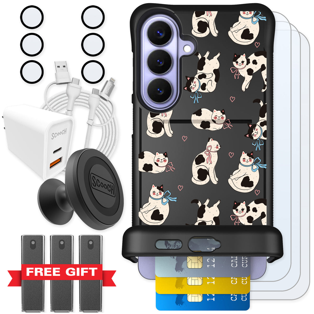 Scooch Wingmate Bow Kitties for Galaxy S26+ — Ultimate Bundle