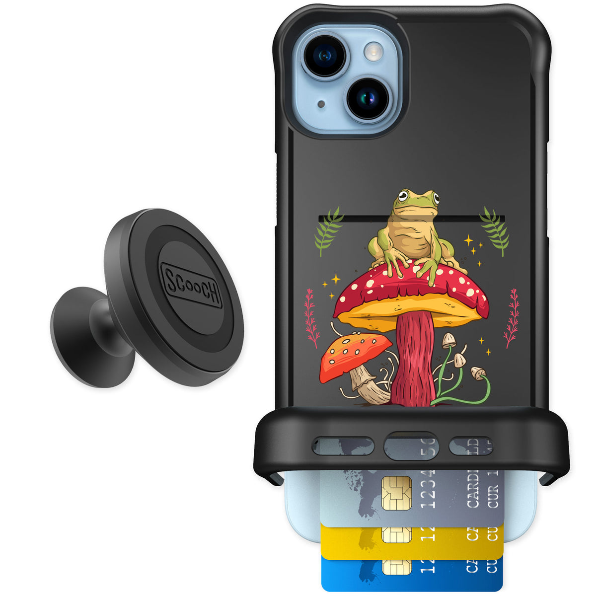 Scooch Wingmate Toadstool Frog for iPhone 15 Plus — Starter Bundle