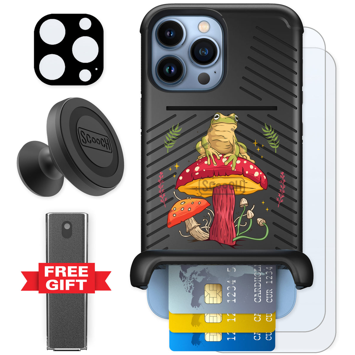Scooch Wingmate Toadstool Frog for iPhone 13 Pro Max — Defender Bundle