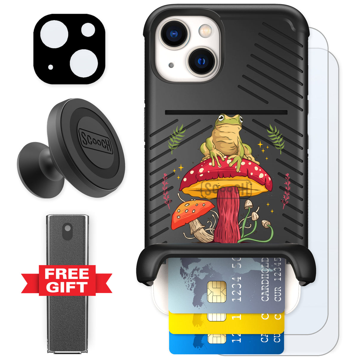 Scooch Wingmate Toadstool Frog for iPhone 13 — Defender Bundle