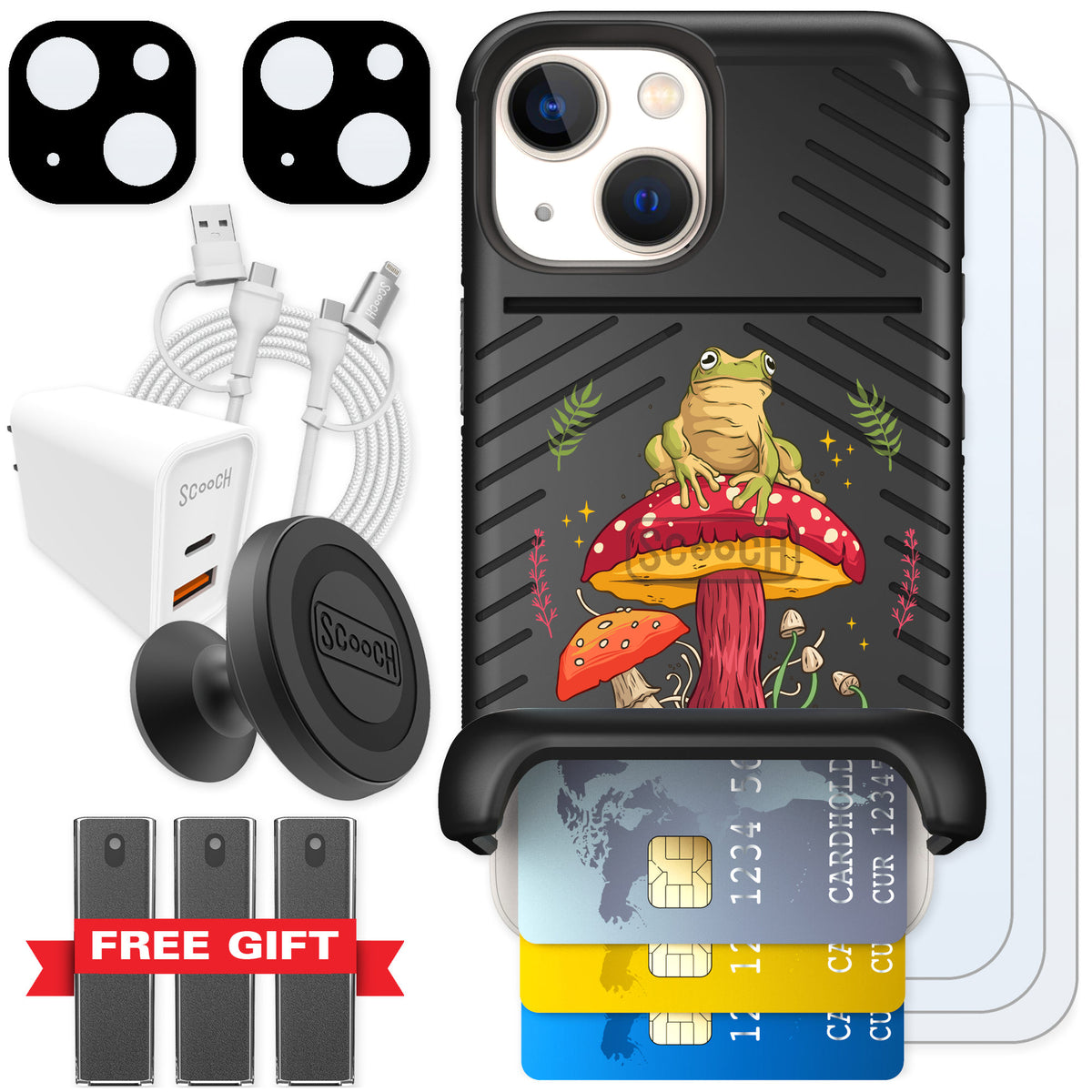 Scooch Wingmate Toadstool Frog for iPhone 13 mini — Ultimate Bundle