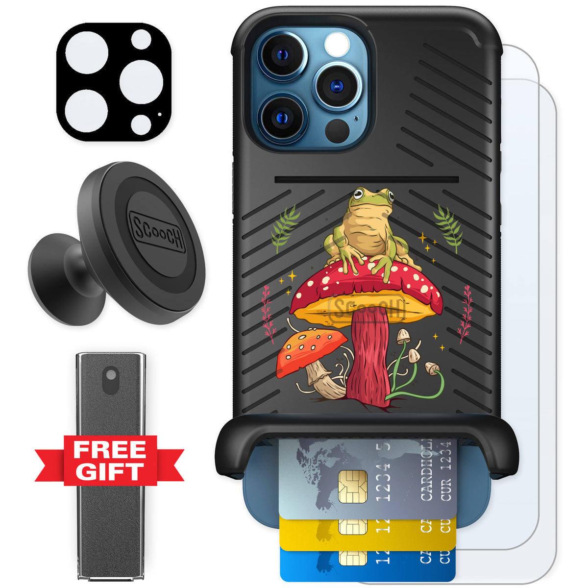 Scooch Wingmate Toadstool Frog for iPhone 12 Pro — Defender Bundle