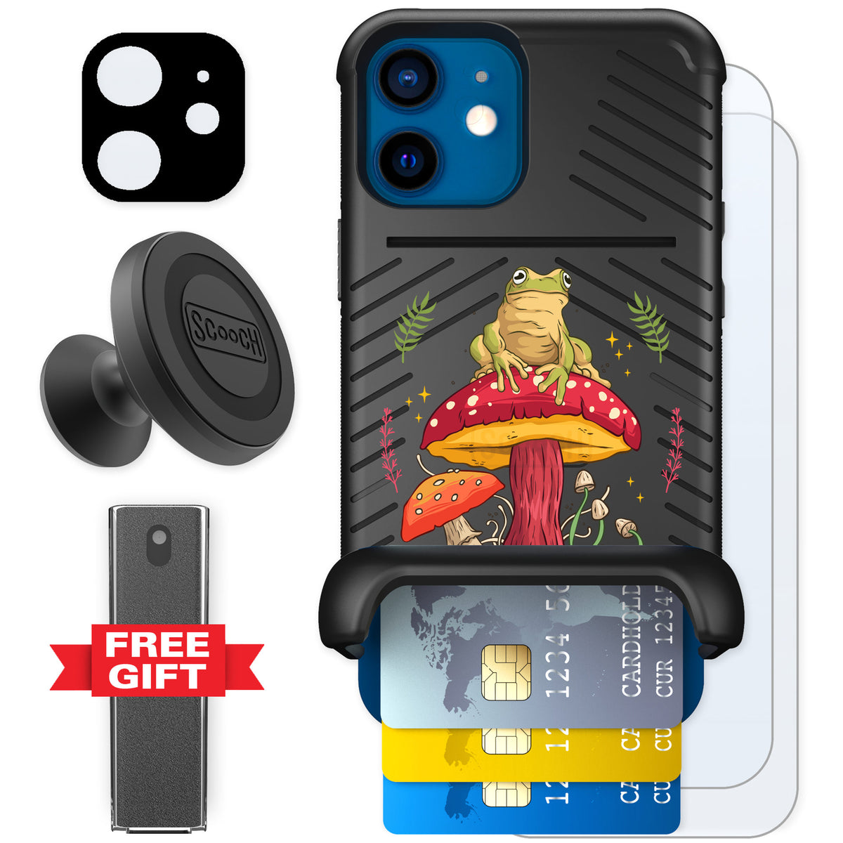 Scooch Wingmate Toadstool Frog for iPhone 12 mini — Defender Bundle