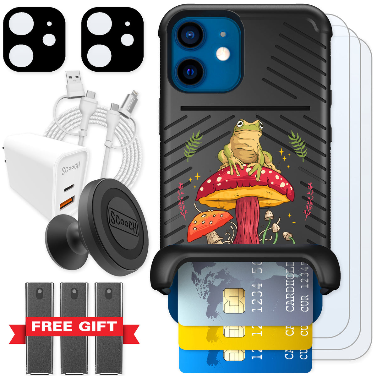 Scooch Wingmate Toadstool Frog for iPhone 12 mini — Ultimate Bundle