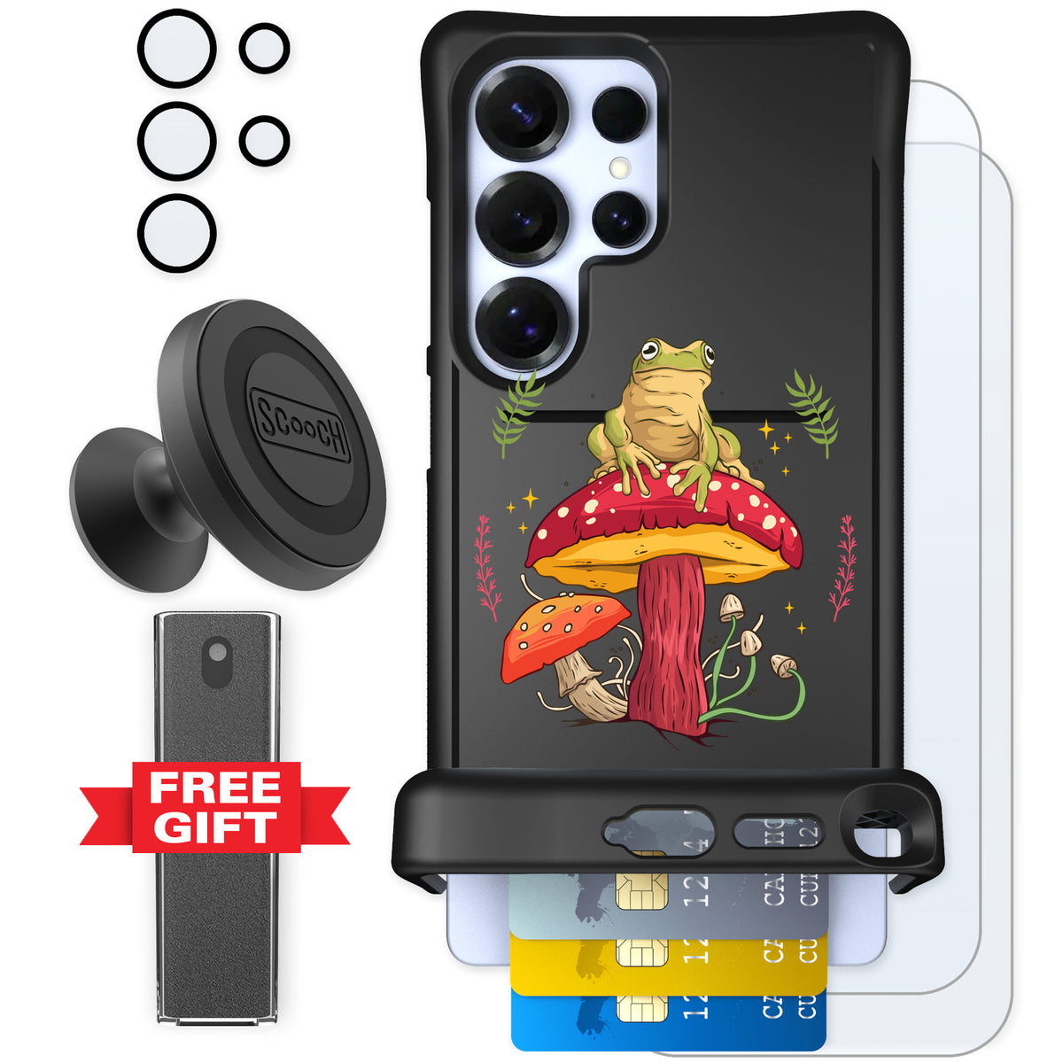 Scooch Wingmate Toadstool Frog for Galaxy S25 Ultra — Defender Bundle