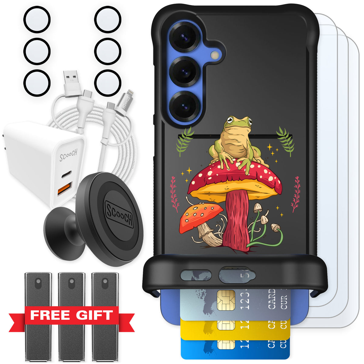 Scooch Wingmate Toadstool Frog for Galaxy S25+ — Ultimate Bundle