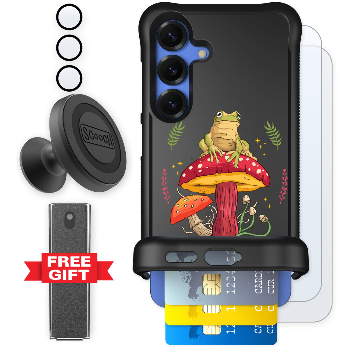 Scooch Wingmate Toadstool Frog for Galaxy S25 — Defender Bundle