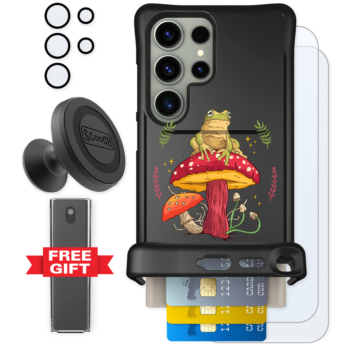 Scooch Wingmate Toadstool Frog for Galaxy S24 Ultra — Defender Bundle