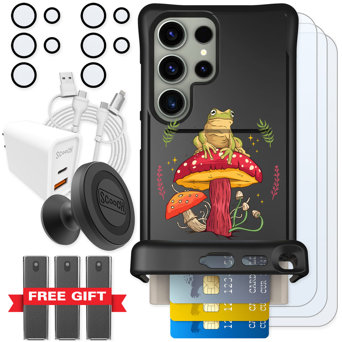 Scooch Wingmate Toadstool Frog for Galaxy S24 Ultra — Ultimate Bundle