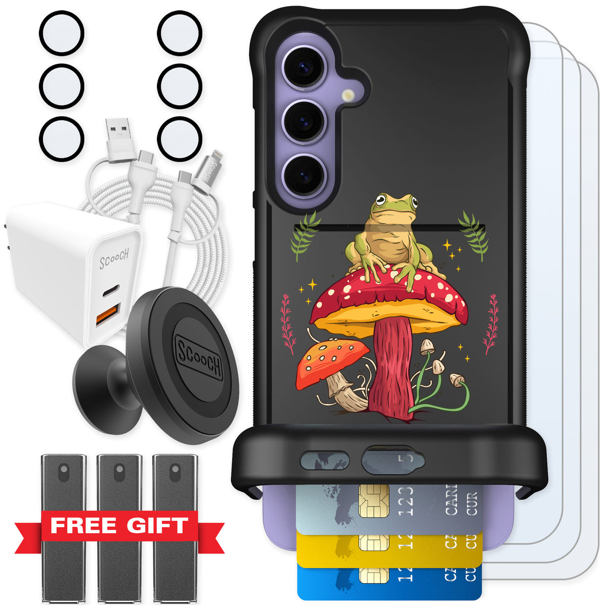 Scooch Wingmate Toadstool Frog for Galaxy S24+ — Ultimate Bundle