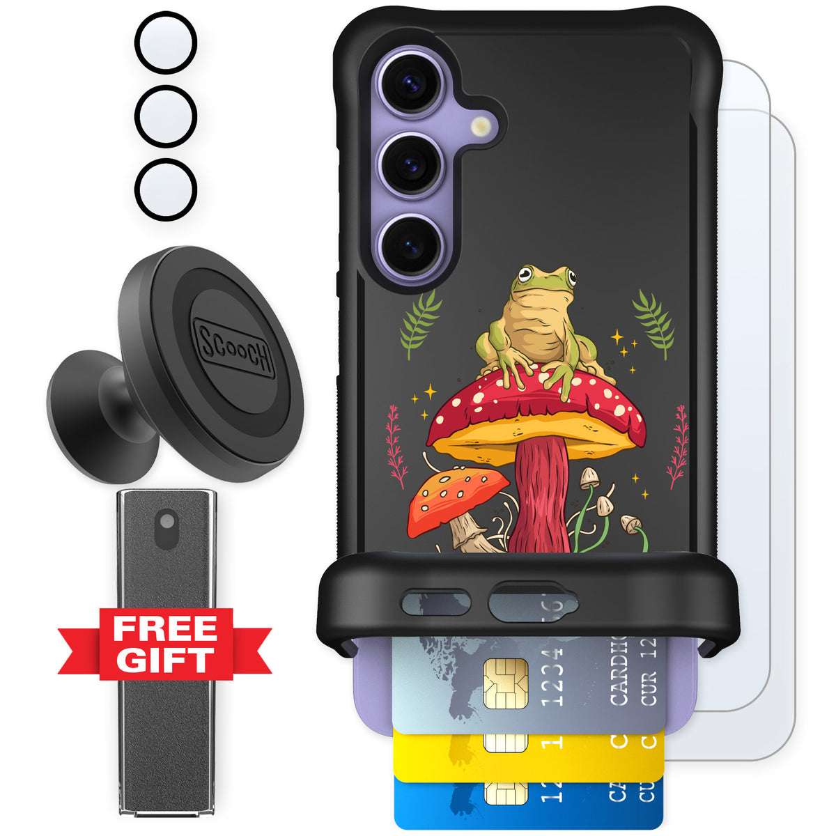 Scooch Wingmate Toadstool Frog for Galaxy S24 — Defender Bundle