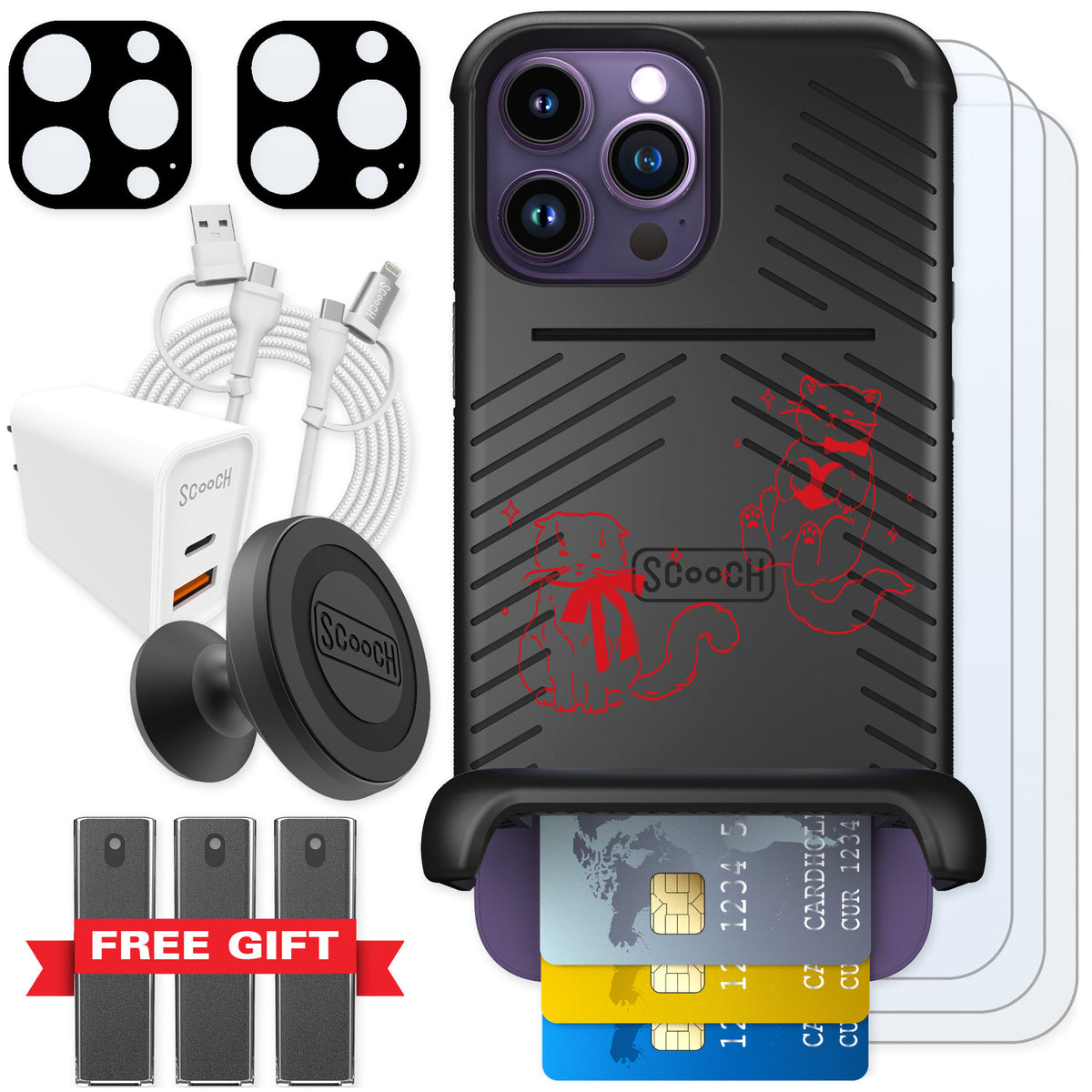 Scooch Wingmate Cupid's Cats for iPhone 14 Pro Max — Ultimate Bundle
