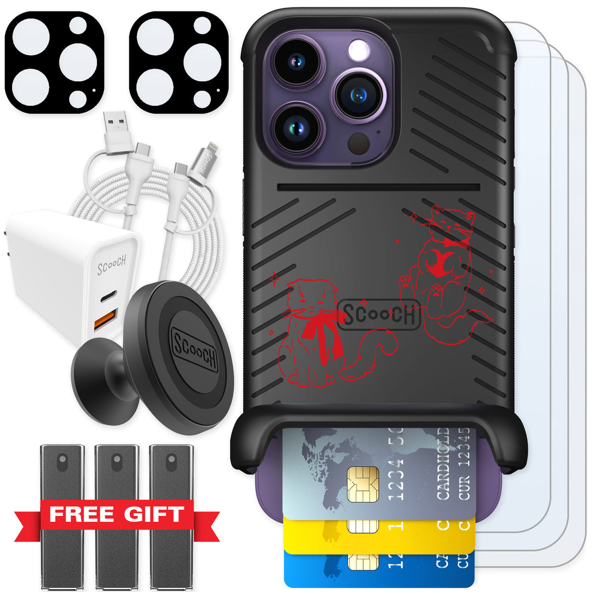 Scooch Wingmate Cupid's Cats for iPhone 14 Pro — Ultimate Bundle