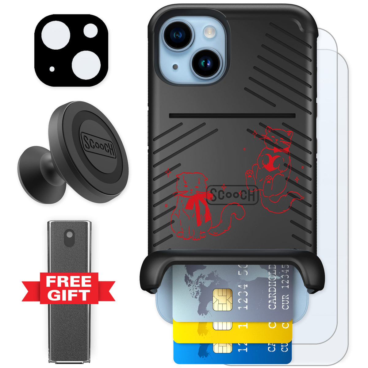 Scooch Wingmate Cupid's Cats for iPhone 14 — Defender Bundle