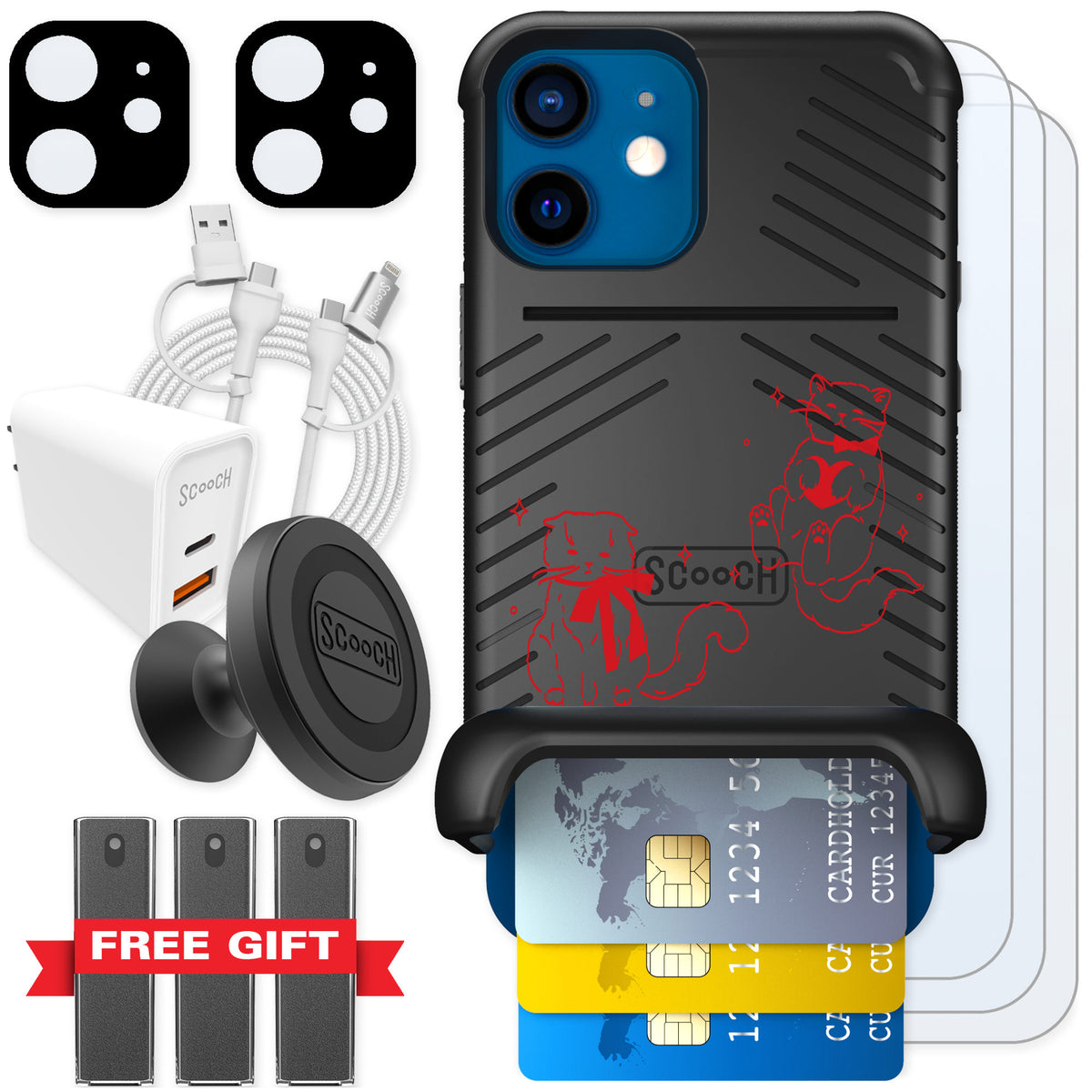Scooch Wingmate Cupid's Cats for iPhone 12 mini — Ultimate Bundle