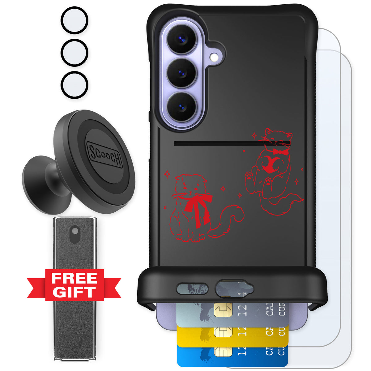 Scooch Wingmate Cupid's Cats for Galaxy S26+ — Defender Bundle