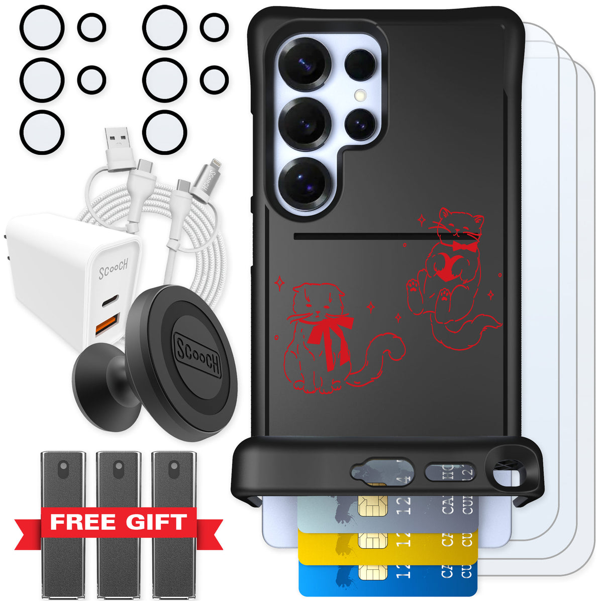 Scooch Wingmate Cupid's Cats for Galaxy S25 Ultra — Ultimate Bundle