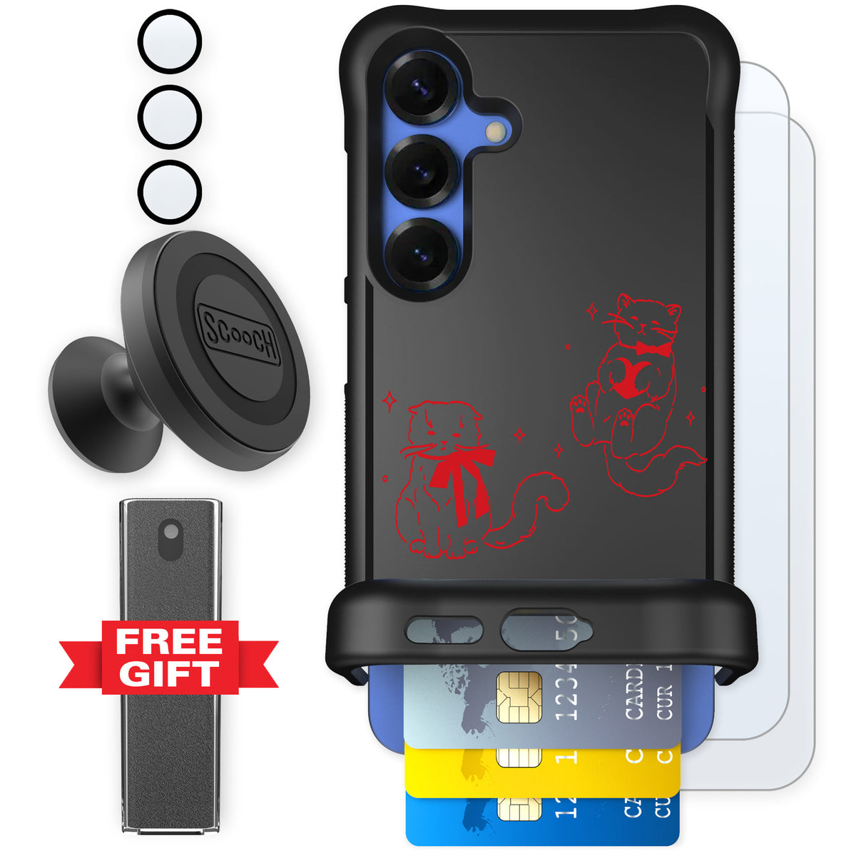 Scooch Wingmate Cupid's Cats for Galaxy S25 — Defender Bundle