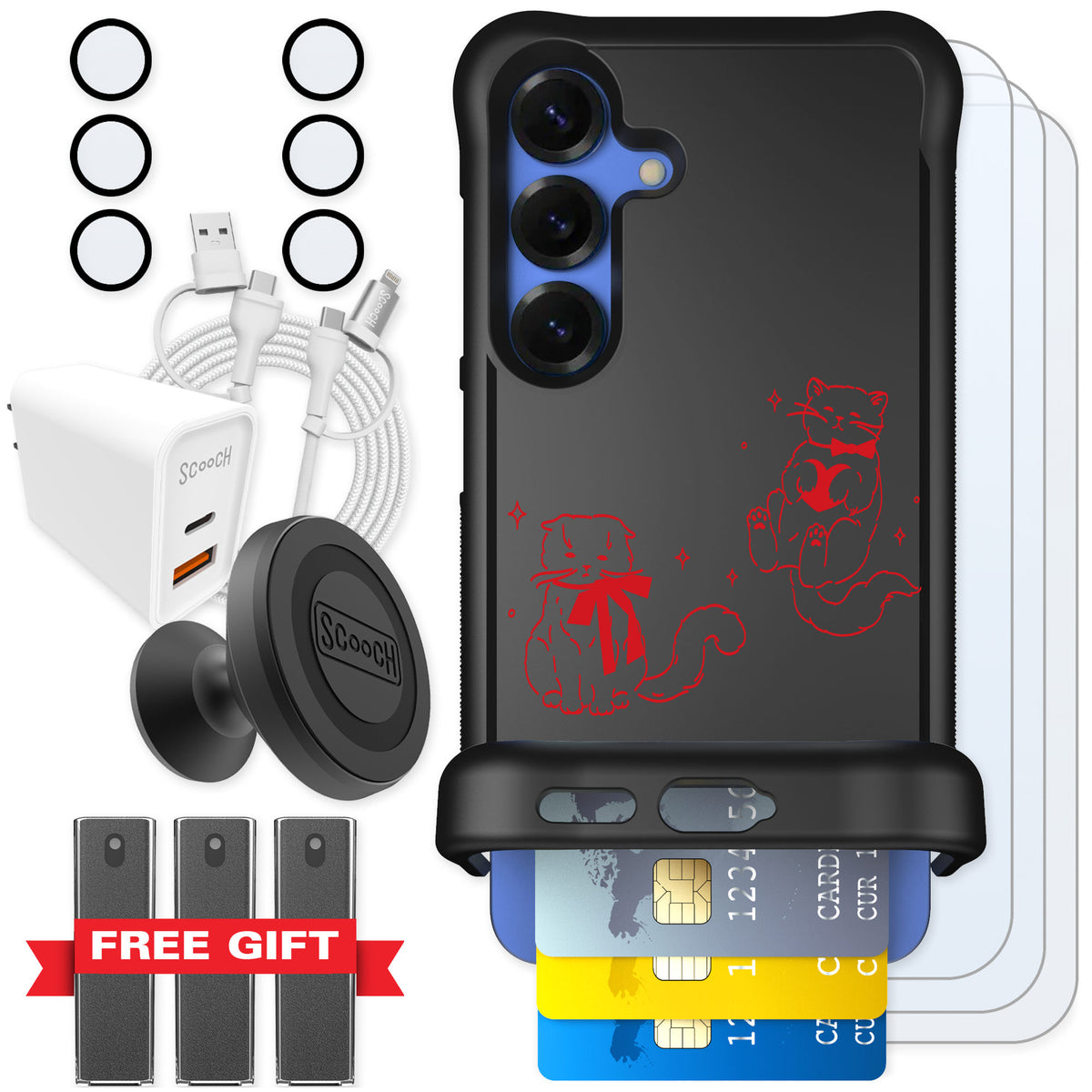 Scooch Wingmate Cupid's Cats for Galaxy S25 — Ultimate Bundle