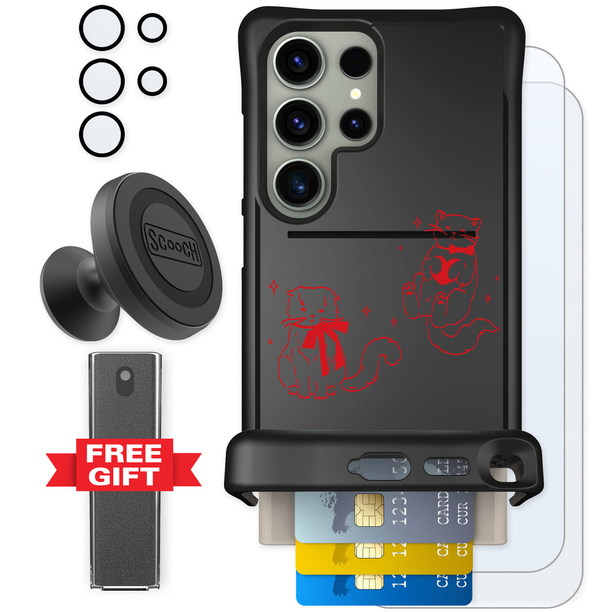 Scooch Wingmate Cupid's Cats for Galaxy S24 Ultra — Defender Bundle