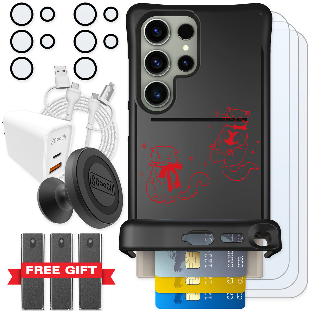 Scooch Wingmate Cupid's Cats for Galaxy S24 Ultra — Ultimate Bundle
