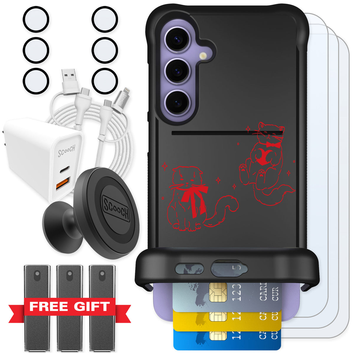 Scooch Wingmate Cupid's Cats for Galaxy S24+ — Ultimate Bundle