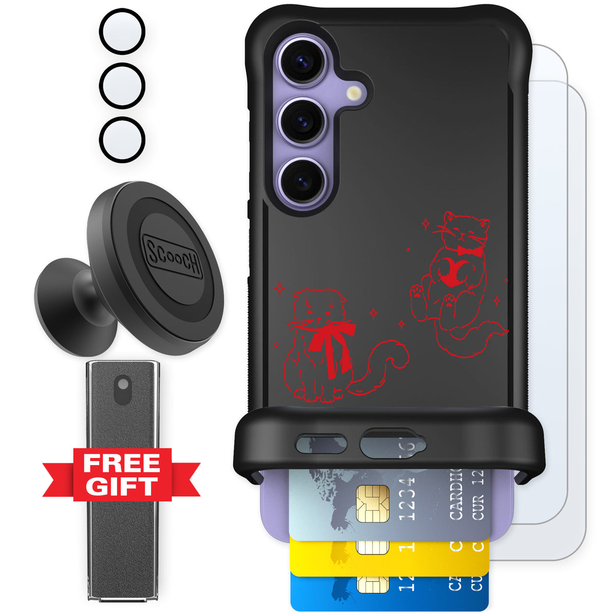 Scooch Wingmate Cupid's Cats for Galaxy S24 — Defender Bundle
