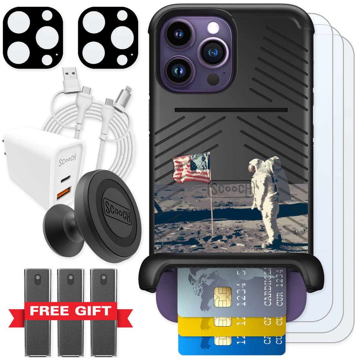 Scooch Wingmate Lunar Landing for iPhone 14 Pro Max — Ultimate Bundle