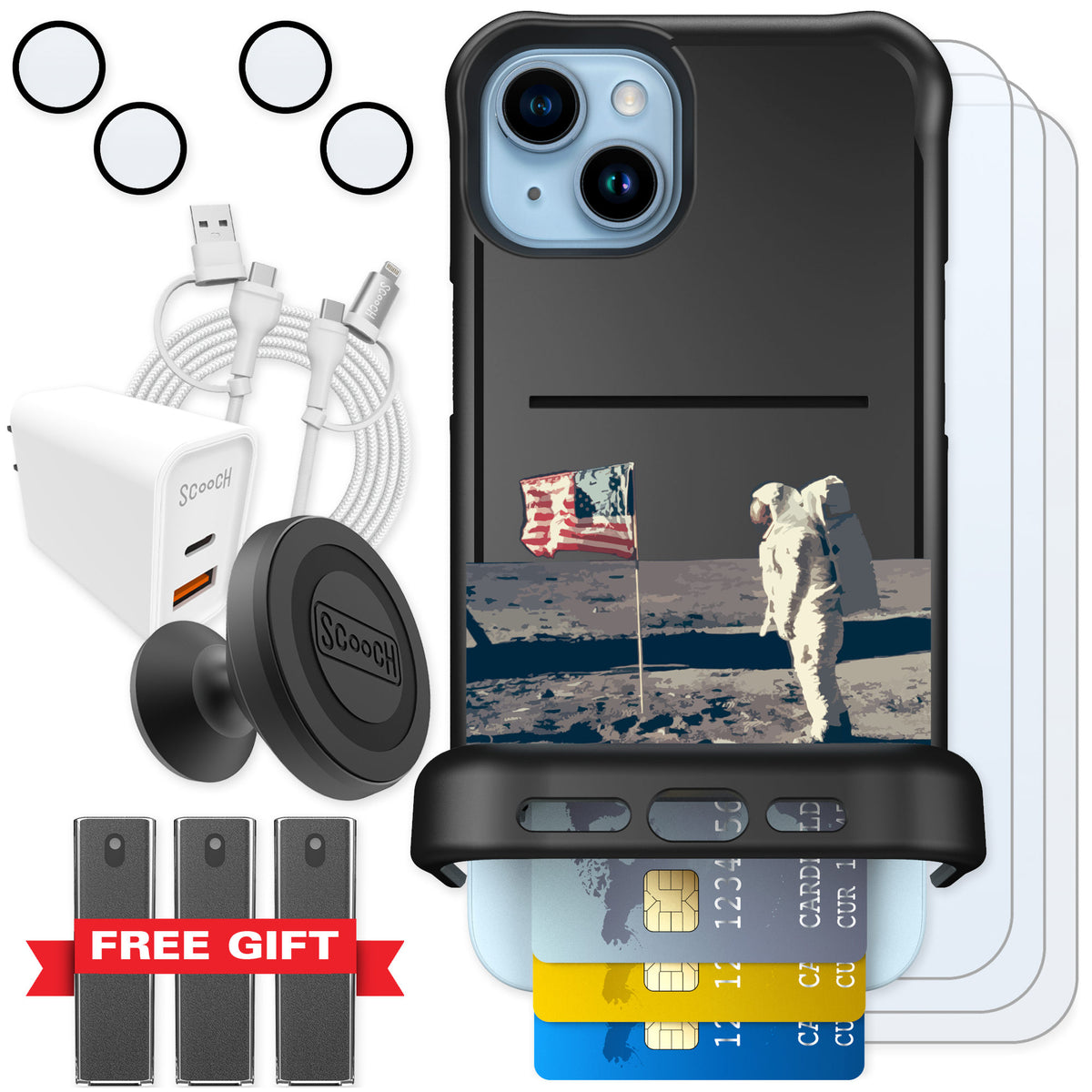 Scooch Wingmate Lunar Landing for iPhone 14 Plus — Ultimate Bundle