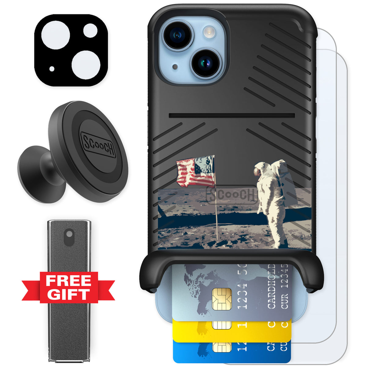 Scooch Wingmate Lunar Landing for iPhone 14 — Defender Bundle