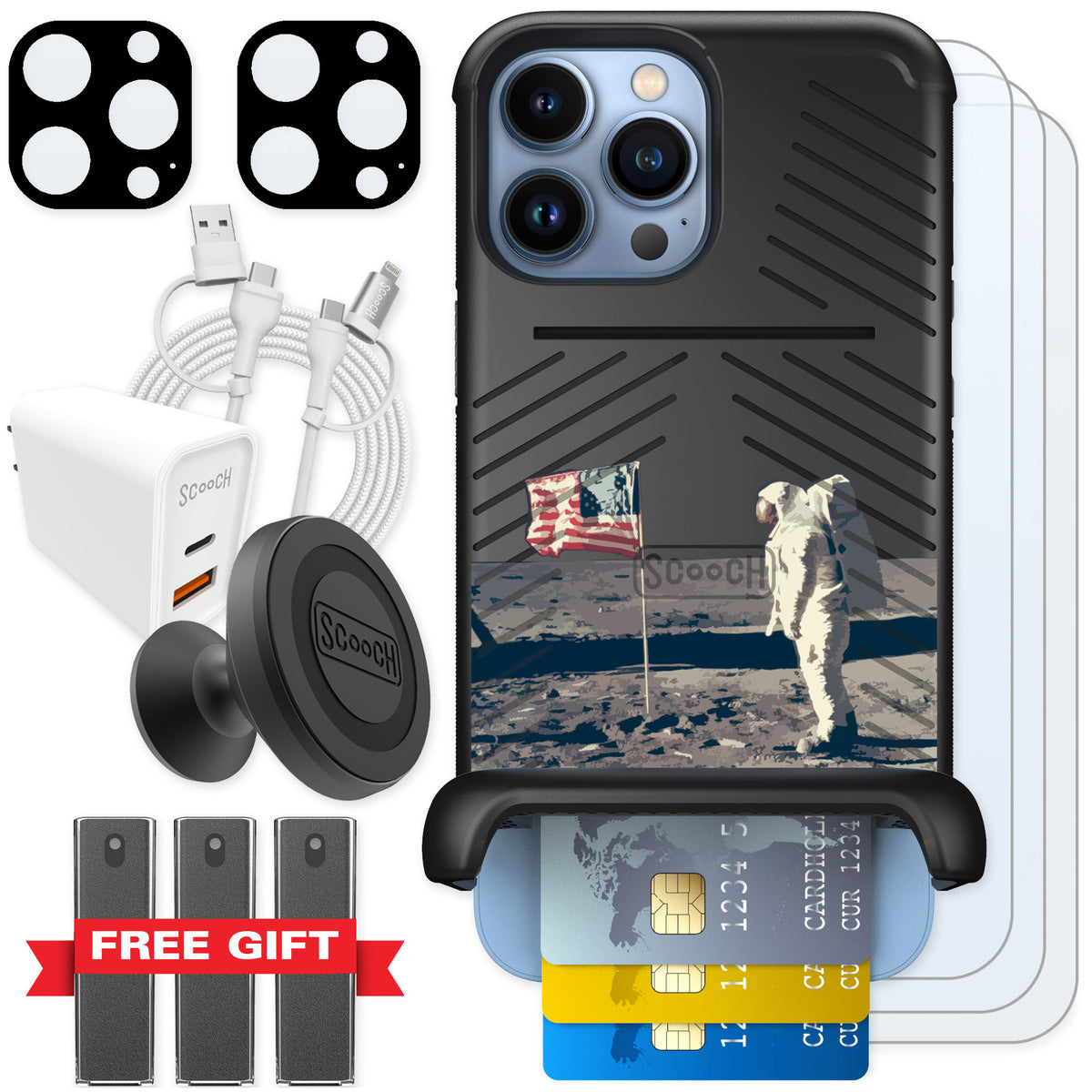 Scooch Wingmate Lunar Landing for iPhone 13 Pro Max — Ultimate Bundle