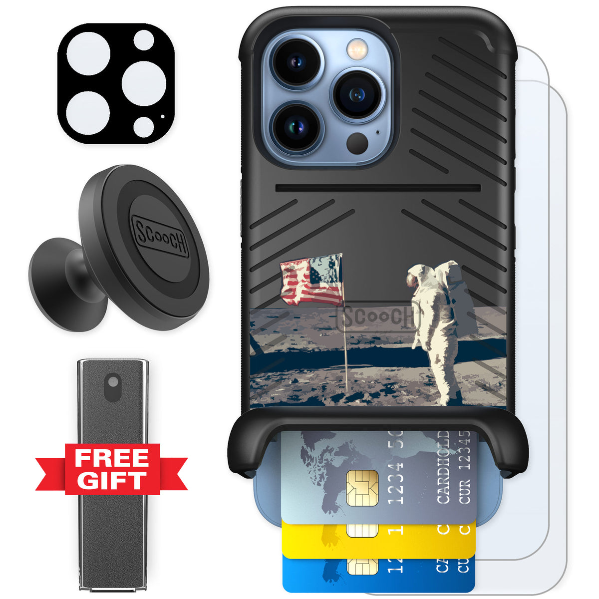 Scooch Wingmate Lunar Landing for iPhone 13 Pro — Defender Bundle