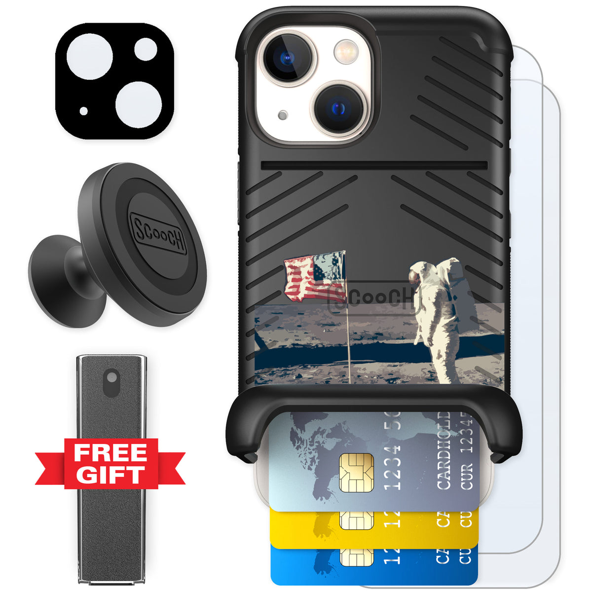 Scooch Wingmate Lunar Landing for iPhone 13 mini — Defender Bundle