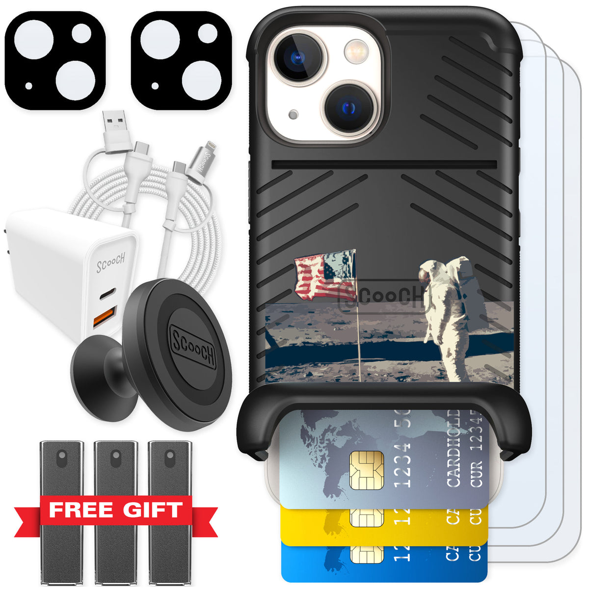 Scooch Wingmate Lunar Landing for iPhone 13 mini — Ultimate Bundle