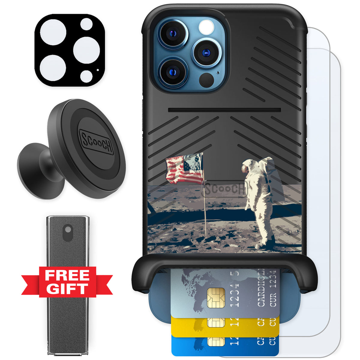 Scooch Wingmate Lunar Landing for iPhone 12 Pro Max — Defender Bundle