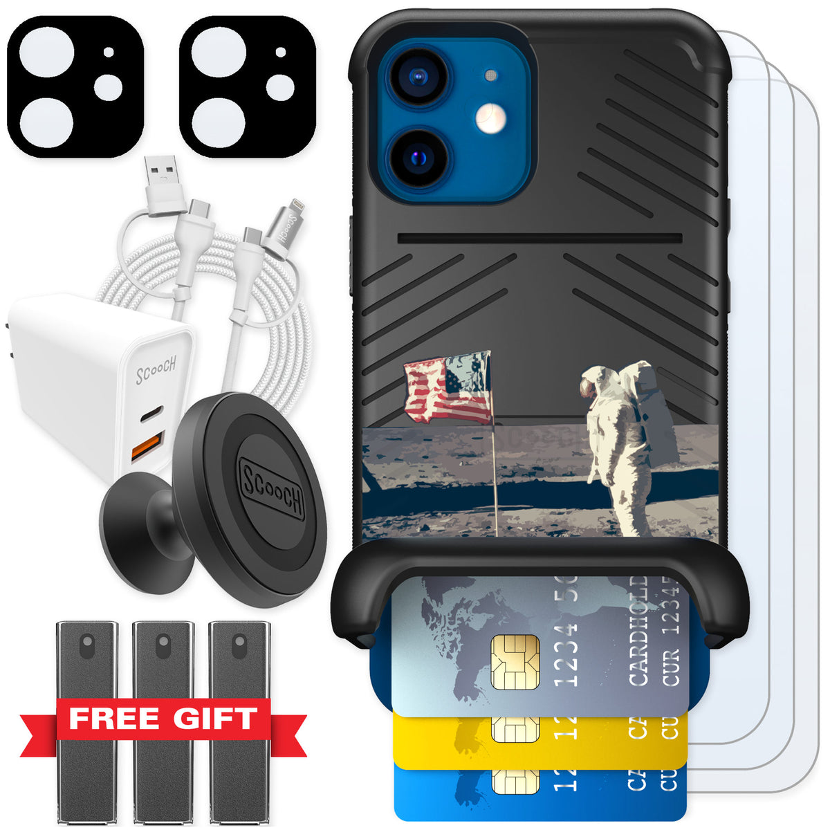 Scooch Wingmate Lunar Landing for iPhone 12 mini — Ultimate Bundle