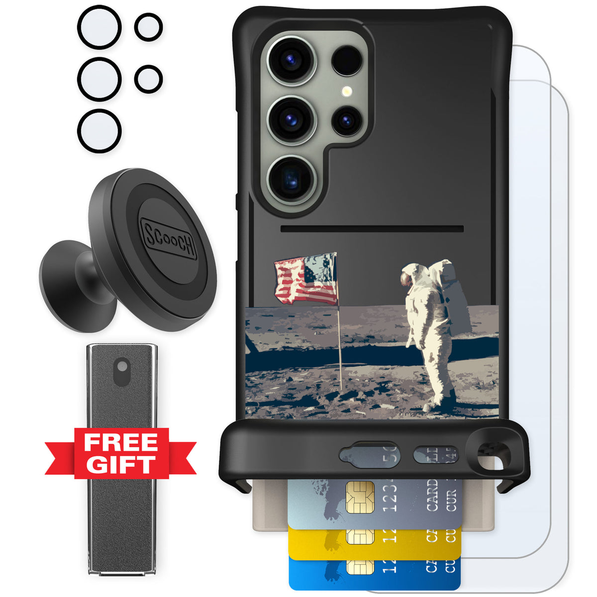 Scooch Wingmate Lunar Landing for Galaxy S24 Ultra — Defender Bundle
