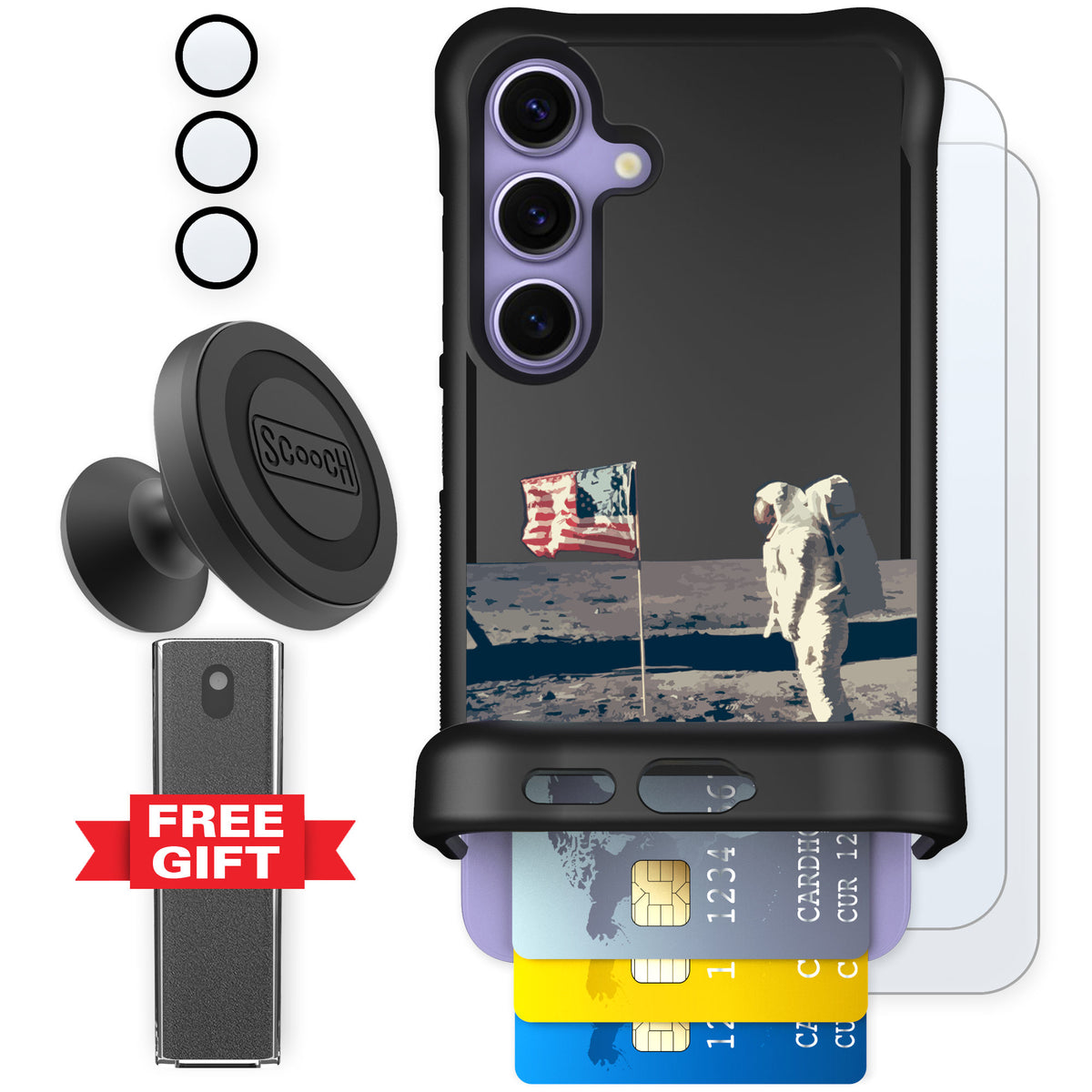 Scooch Wingmate Lunar Landing for Galaxy S24 — Defender Bundle