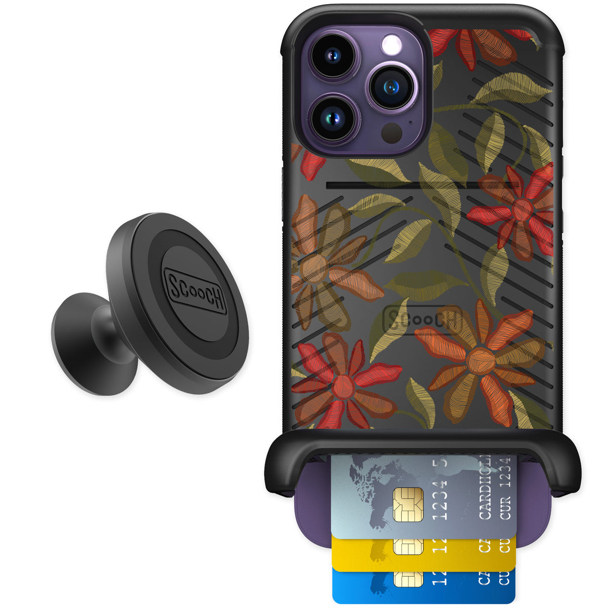 Scooch Wingmate Floral Tapestry for iPhone 14 Pro Max — Starter Bundle