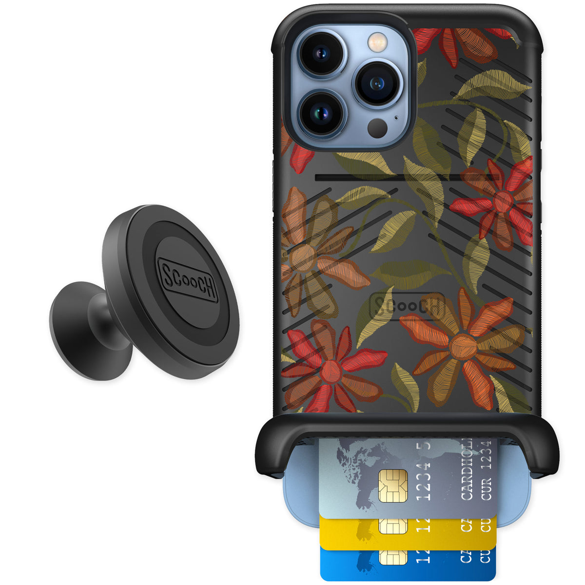 Scooch Wingmate Floral Tapestry for iPhone 13 Pro Max — Starter Bundle