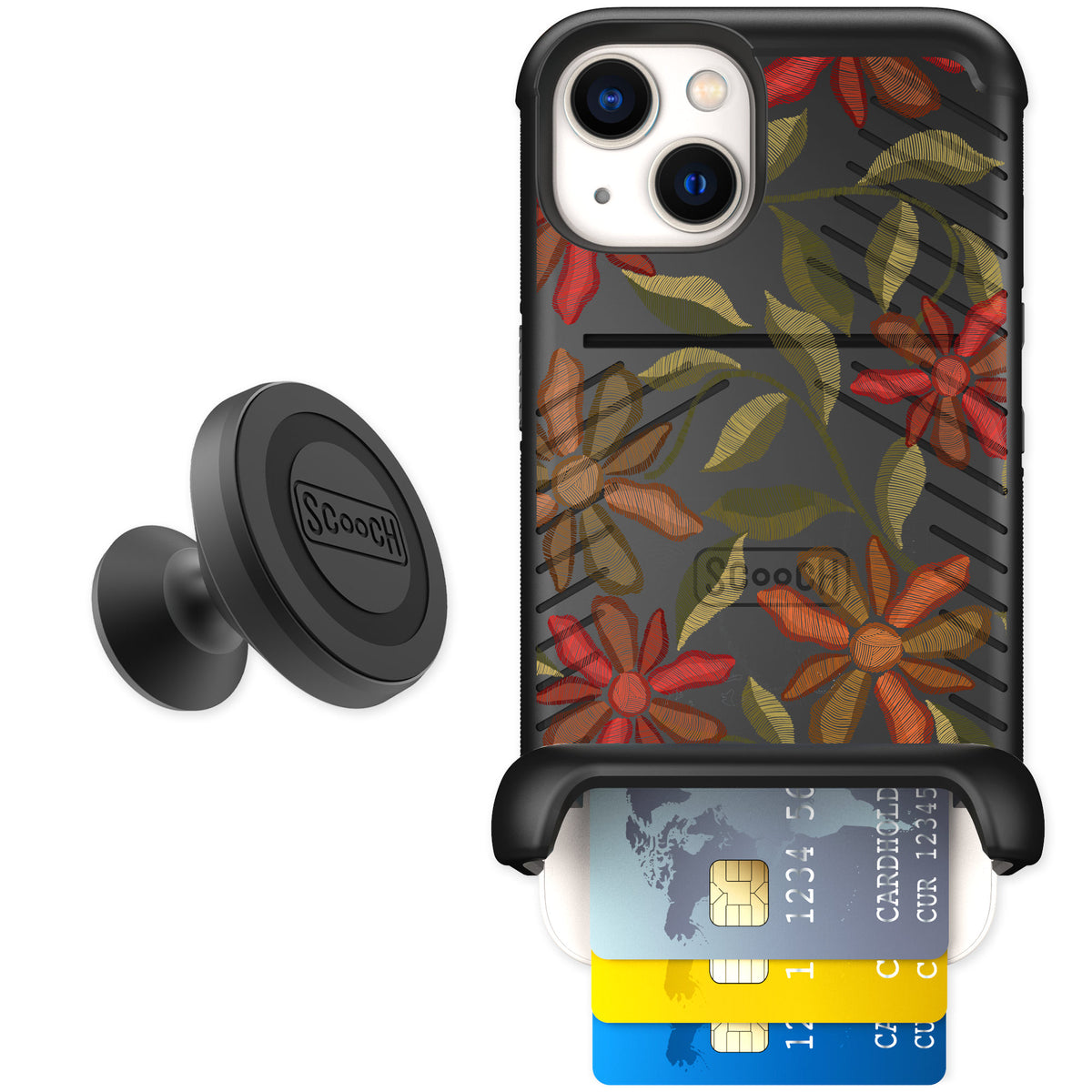 Scooch Wingmate Floral Tapestry for iPhone 13 — Starter Bundle