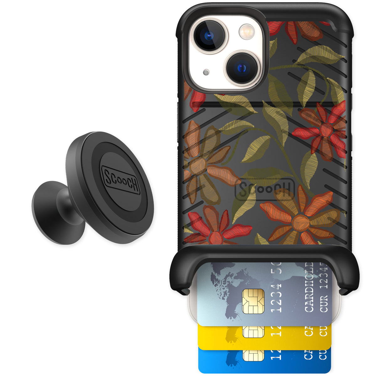 Scooch Wingmate Floral Tapestry for iPhone 13 mini — Starter Bundle