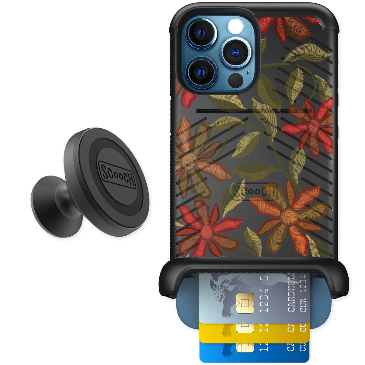 Scooch Wingmate Floral Tapestry for iPhone 12 Pro Max — Starter Bundle