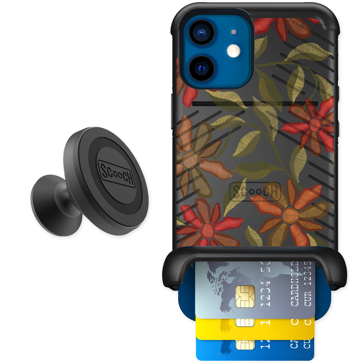 Scooch Wingmate Floral Tapestry for iPhone 12 — Starter Bundle