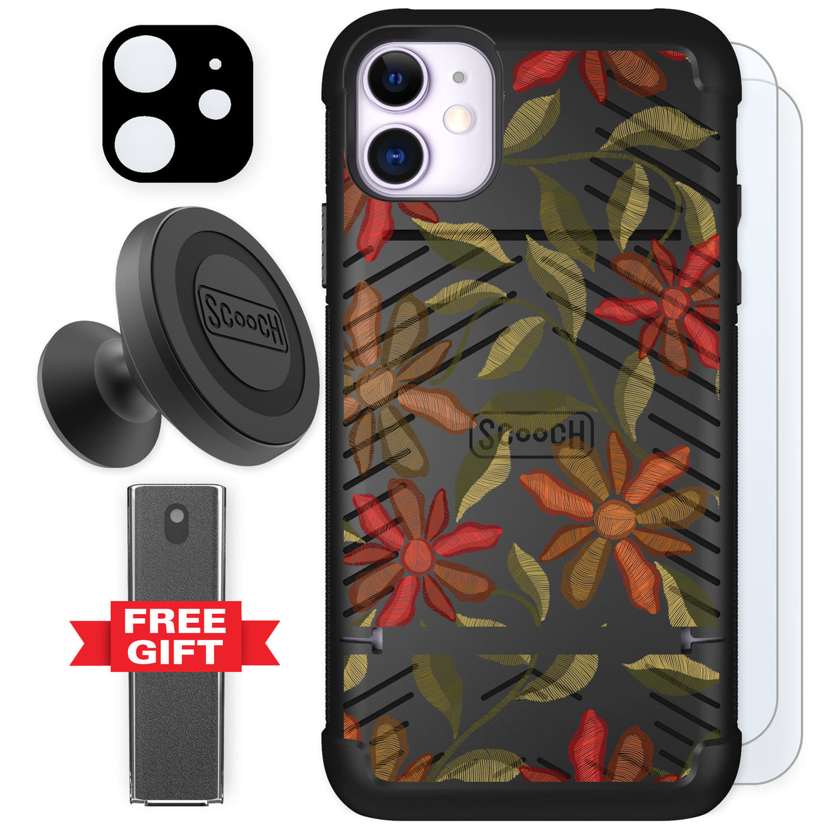 Scooch Wingmate Floral Tapestry for iPhone 11 — Defender Bundle