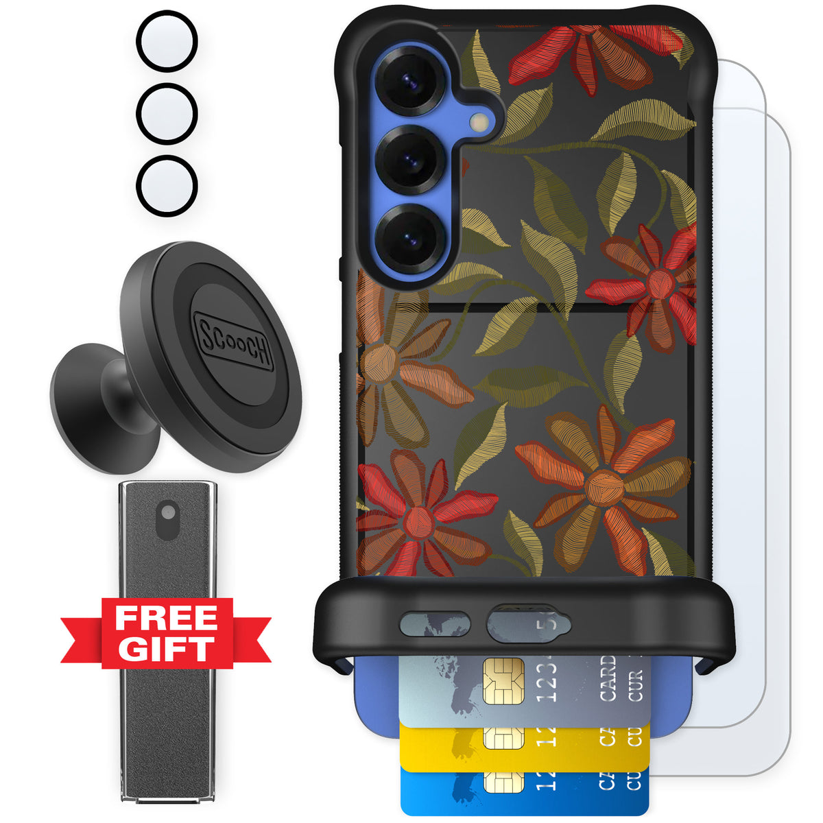 Scooch Wingmate Floral Tapestry for Galaxy S25+ — Defender Bundle