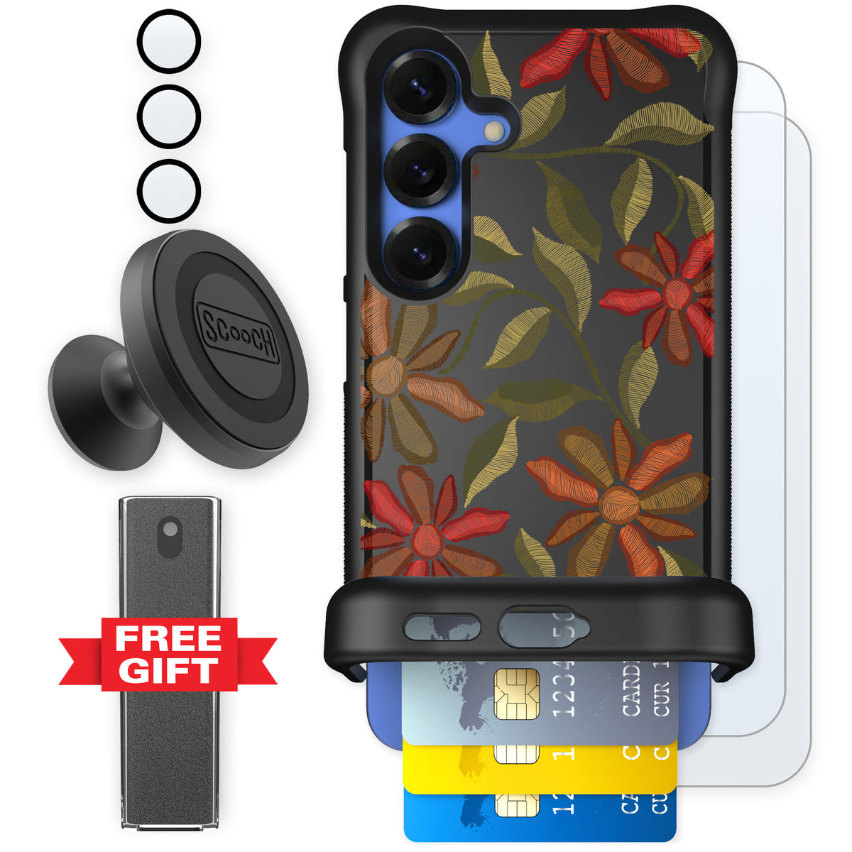Scooch Wingmate Floral Tapestry for Galaxy S25 — Defender Bundle