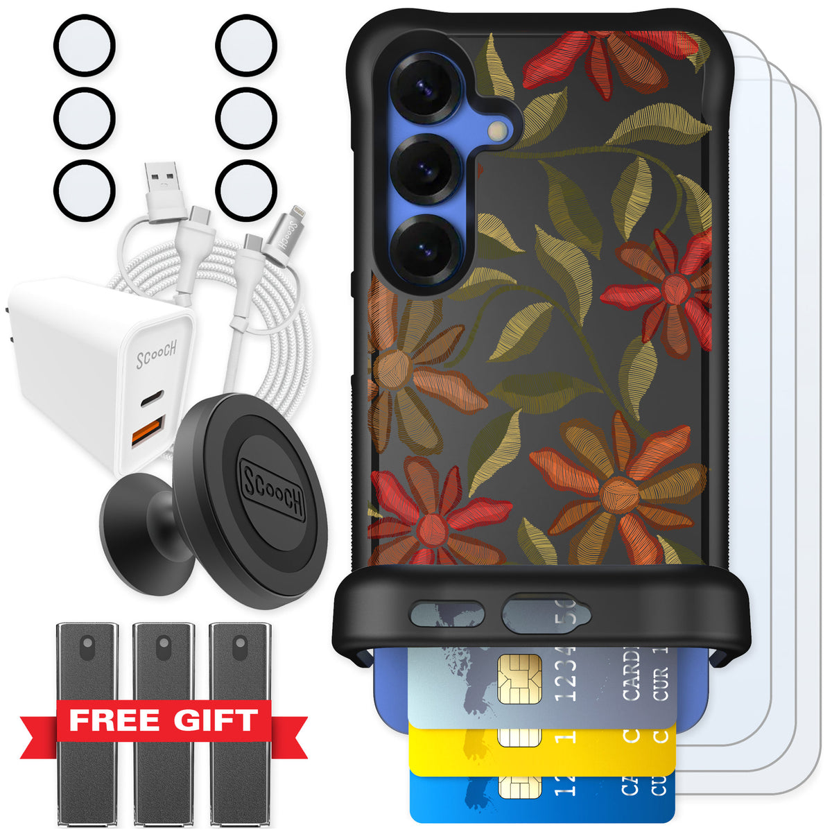 Scooch Wingmate Floral Tapestry for Galaxy S25 — Ultimate Bundle