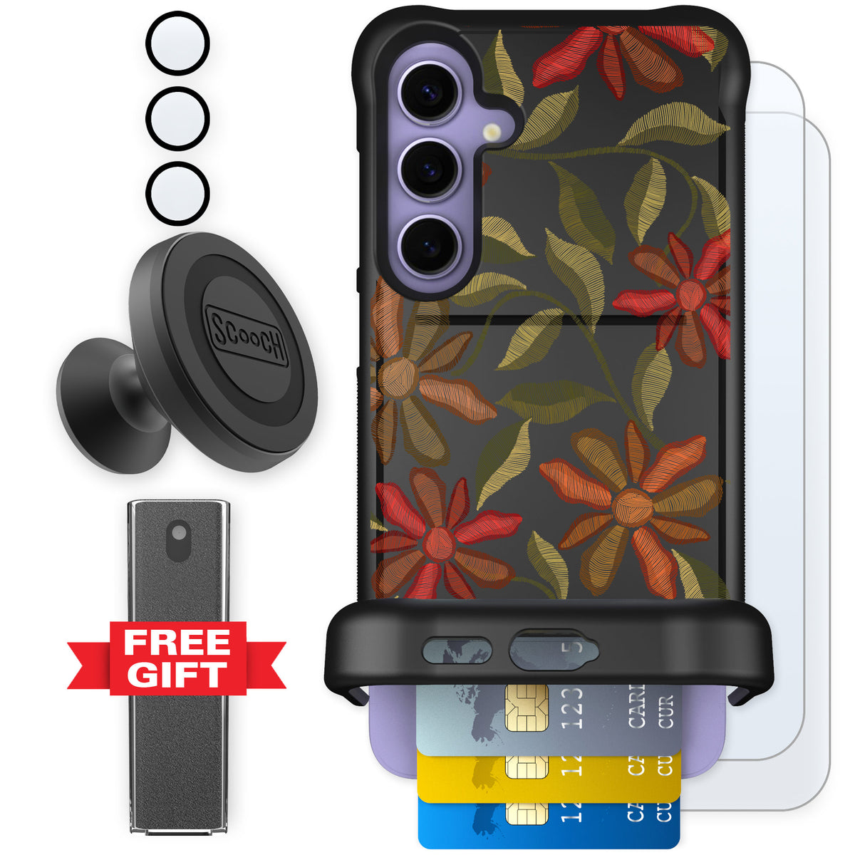 Scooch Wingmate Floral Tapestry for Galaxy S24+ — Defender Bundle
